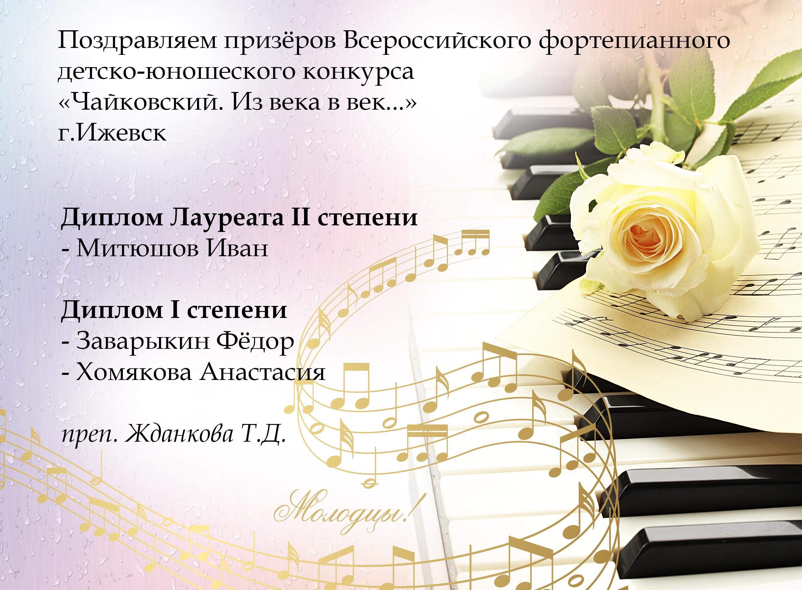Поздравления с победой в конкурсе фортепиано